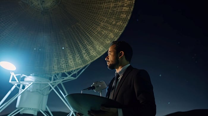 man outside near satellite